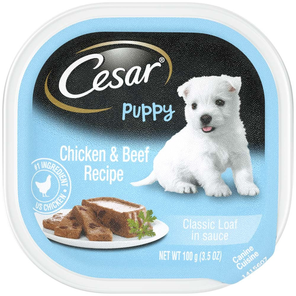 Cesar Classic Loaf in Sauce Puppy Wet Dog Food Chicken & Beef 24ea/3,5 oz, 24 pk