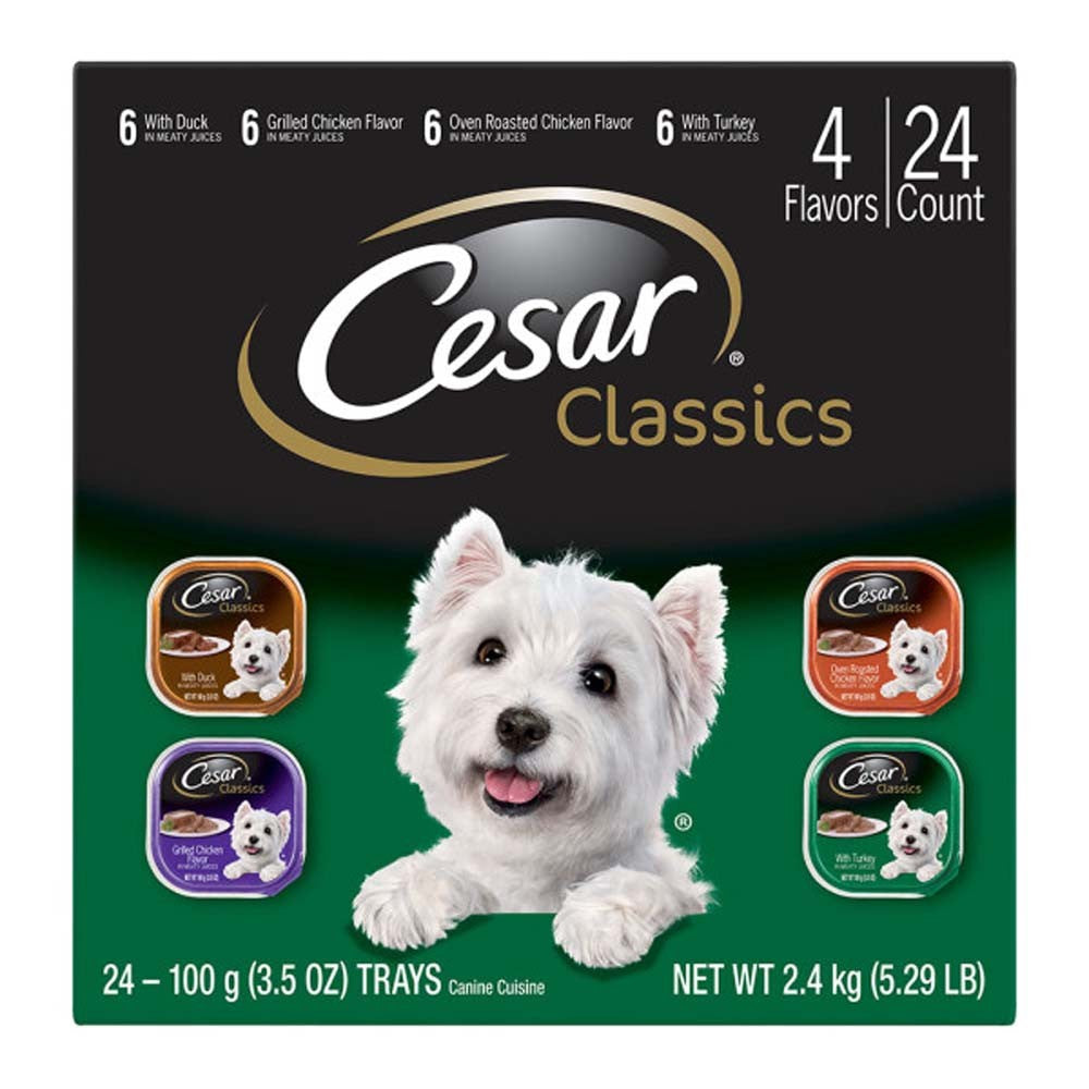 Cesar Classic Loaf in Sauce Adult Wet Dog Food Variety Pack (Duck, Chicken, Turkey) 1ea/84,66 oz, 24 pk