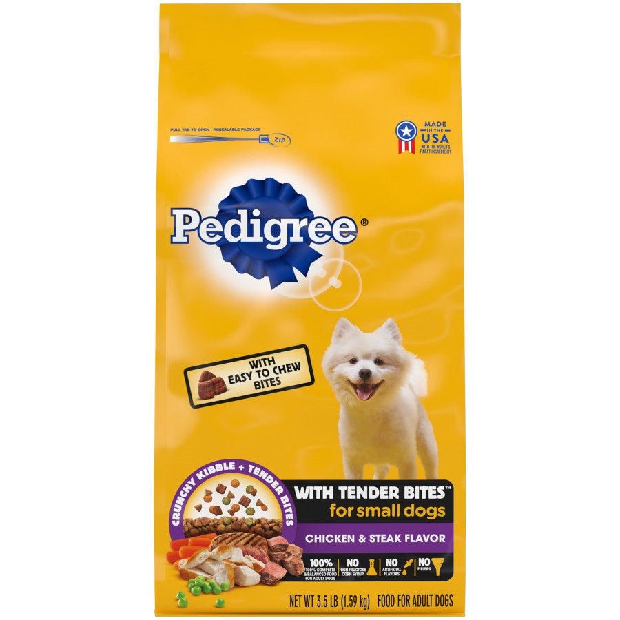 Pedigree Complete Nutrition Tender Bites Small Breed Adult Dry Dog Food Chicken & Steak 1ea/3,5 lb