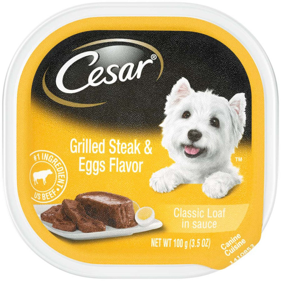 Cesar Sunrise Classic Loaf in Sauce Adult Wet Dog Food Grilled Steak & Eggs 24ea/3,5 oz, 24 pk