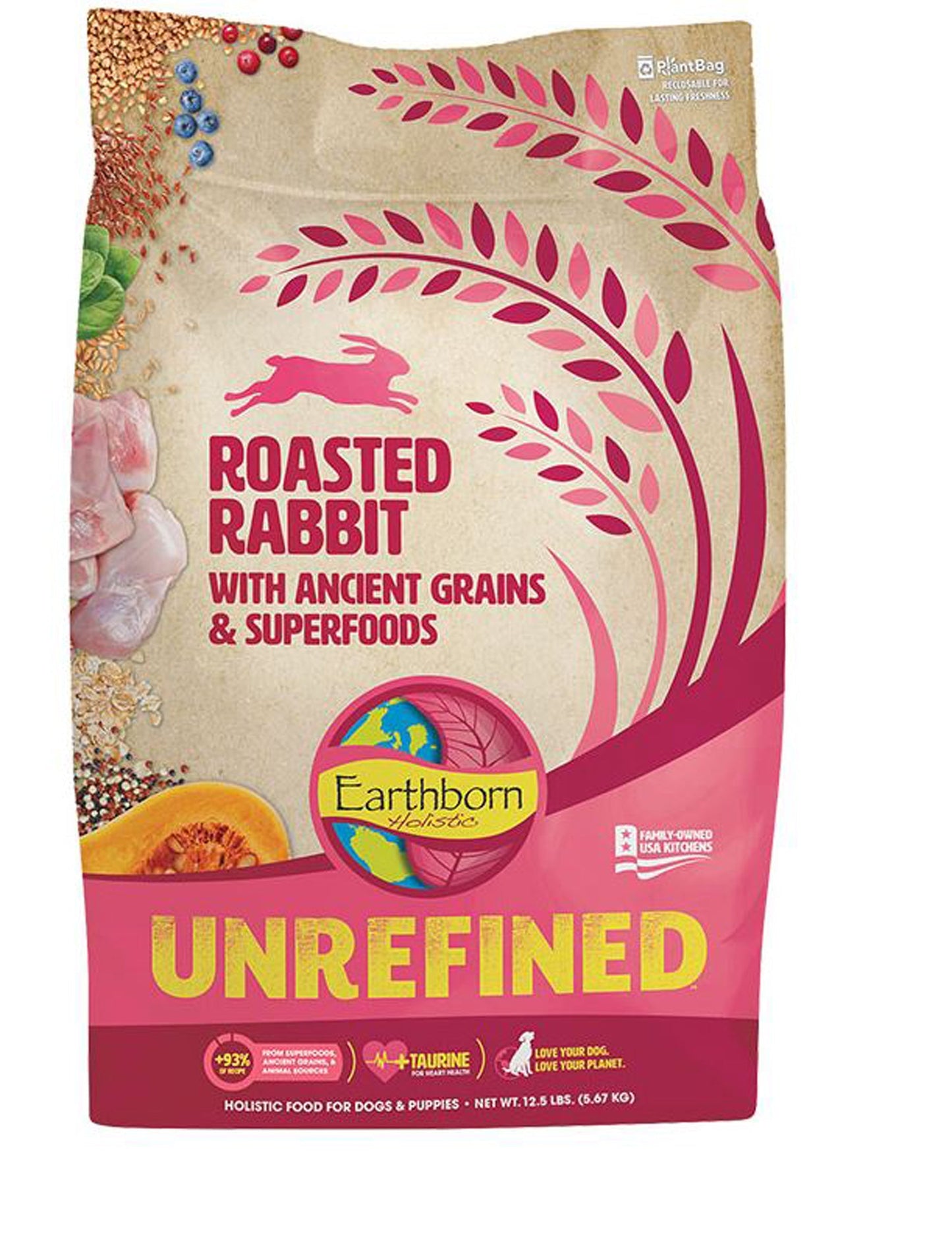 Earthborn Holistic Unrefined Dry Dog Food Roasted Rabbit 1ea/12,5 lb