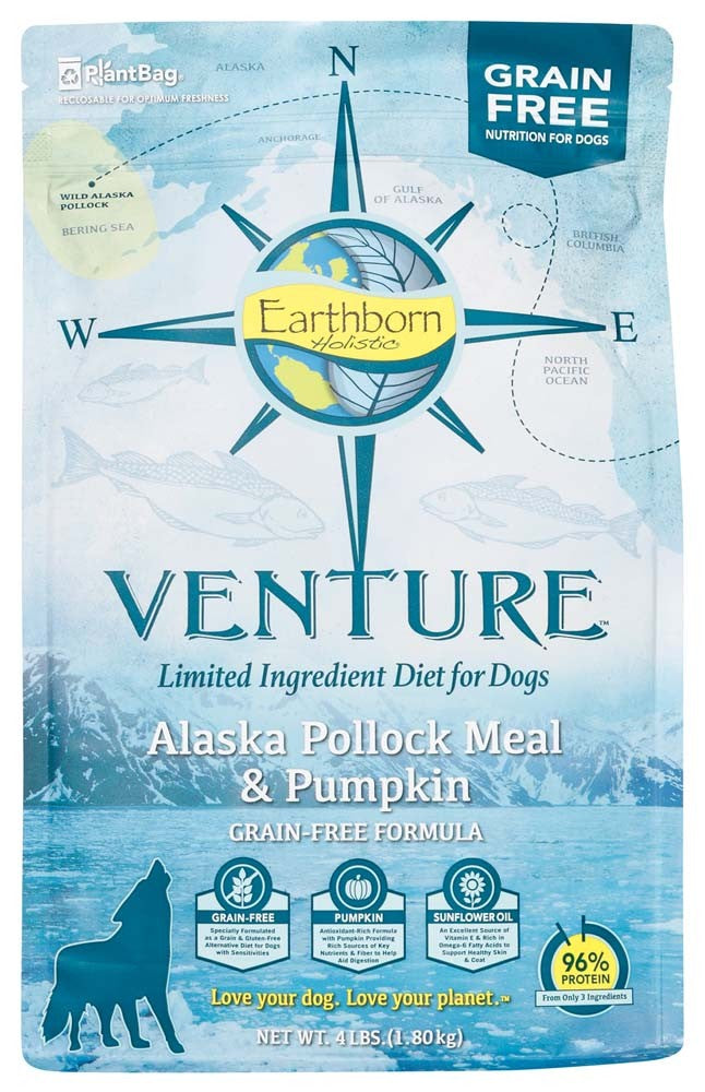 Earthborn Holistic Venture L,I,D, Grain Free Dry Dog Food Pollock & Pumpkin 1ea/4 lb