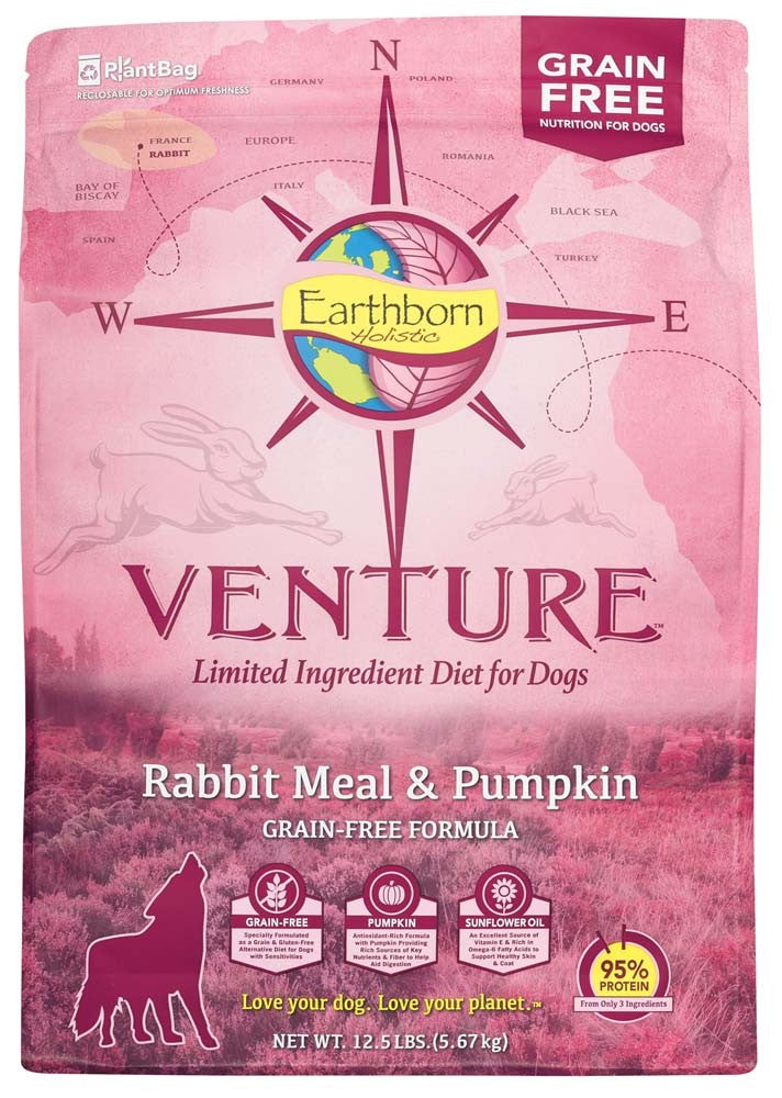 Earthborn Holistic Venture L,I,D, Grain Free Dry Dog Food Rabbit & Pumpkin 1ea/12,5 lb