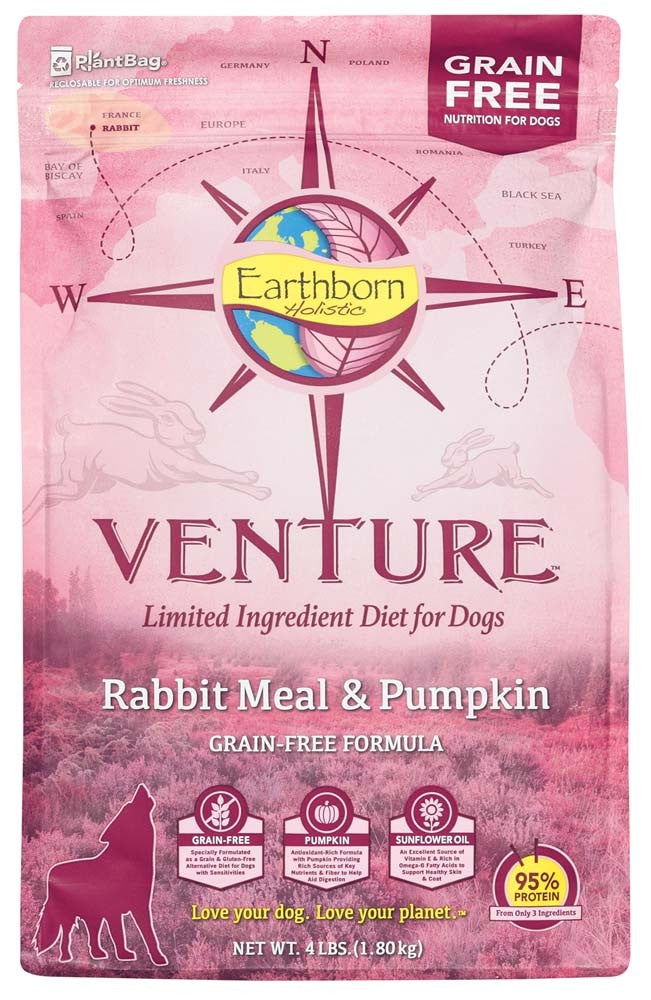 Earthborn Holistic Venture L,I,D, Grain Free Dry Dog Food Rabbit & Pumpkin 1ea/4 lb