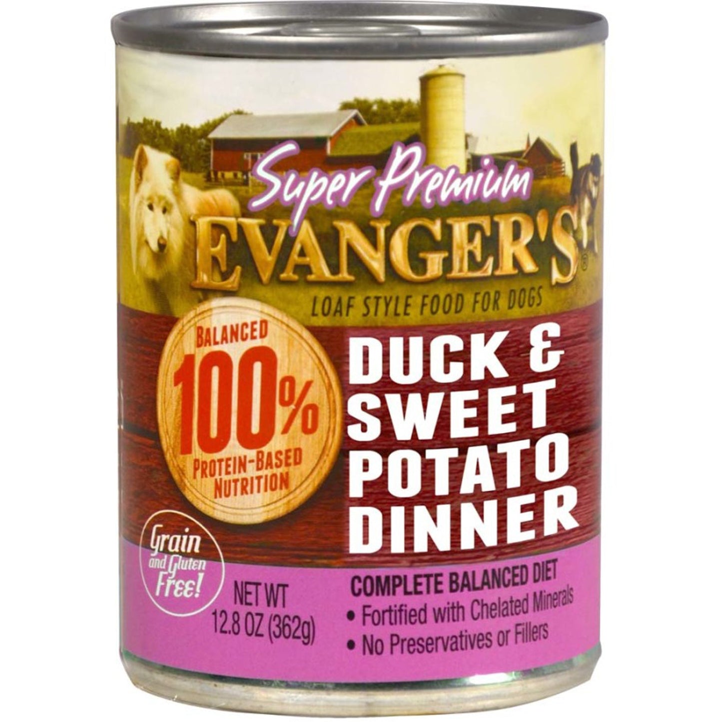 Evanger's Super Premium Wet Dog Food Duck & Fresh Sweet Potato 12ea/12,8 oz, 12 pk