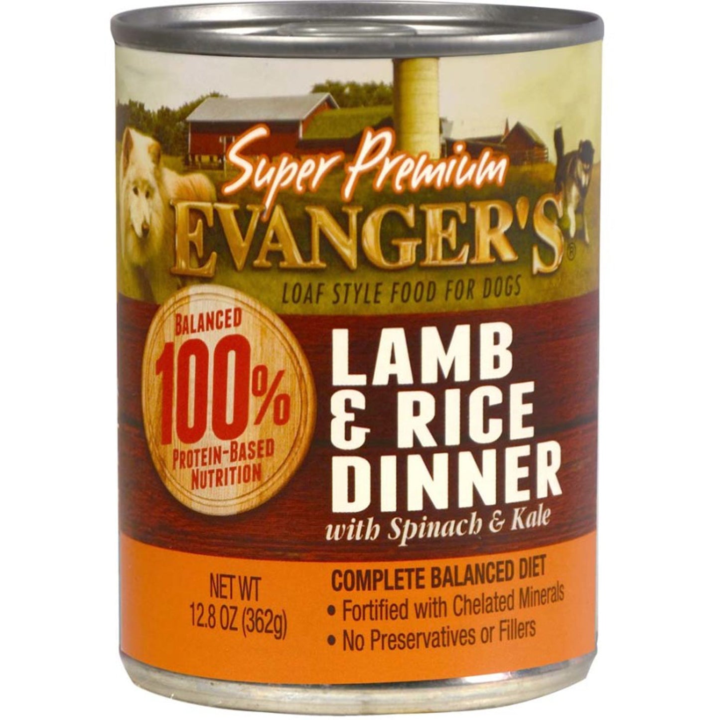 Evanger's Super Premium Wet Dog Food Lamb & Rice 12ea/12,8 oz, 12 pk