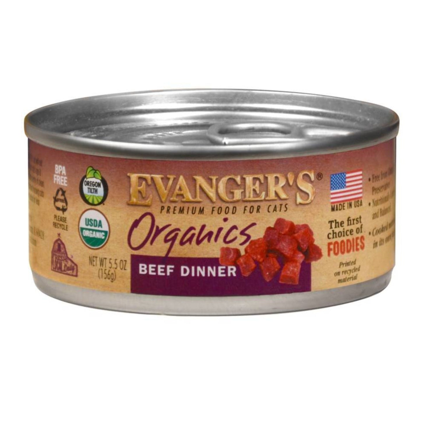 Evangers Organics Beef Dinner Canned Cat Food 5,5oz,