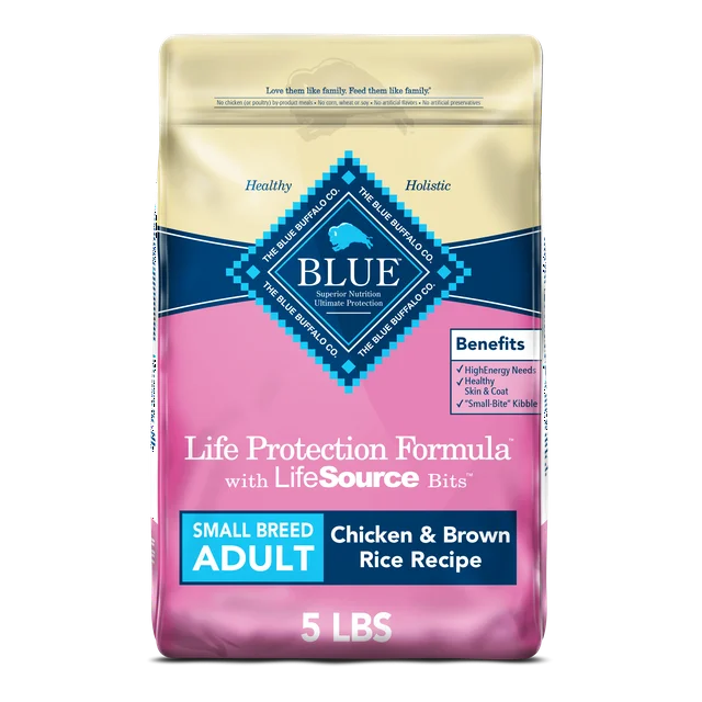 Blue Buffalo Life Protection Formula Small Breed Chicken and Brown Rice Dry Dog Food for Adult Dogs, Whole Grain, 5 lb. Bag
