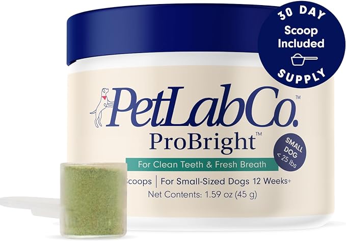 PetLab Co. ProBright Dental Powder - Dog Teeth Cleaning Made Easy – Plaque & Bad Breath - Formulated for Small Dogs