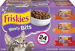 Purina Friskies Gravy Wet Cat Food Variety Pack, Meaty Bits - (Pack of 24) 5.5 oz. Cans