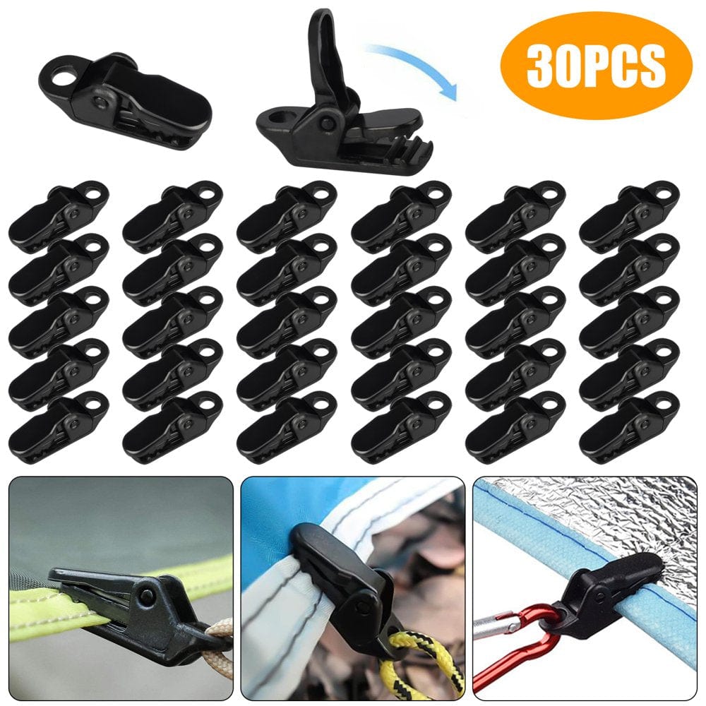 30Pcs Tarp Clips, Eeekit Tent Snap Clamping Clip, Heavy Duty Lock Grip, Black Awning Canopy Tarp Clamps, Car Cover Clamp, Outdoor Camping Tarp Clamp Tool Plastic