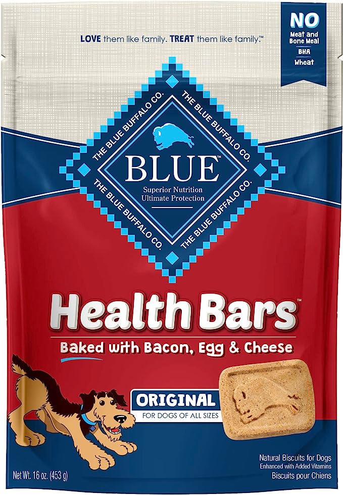 Blue Buffalo Health Bars Natural Crunchy Dog Treats Biscuits, Bacon, Egg & Cheese 16-oz Bag