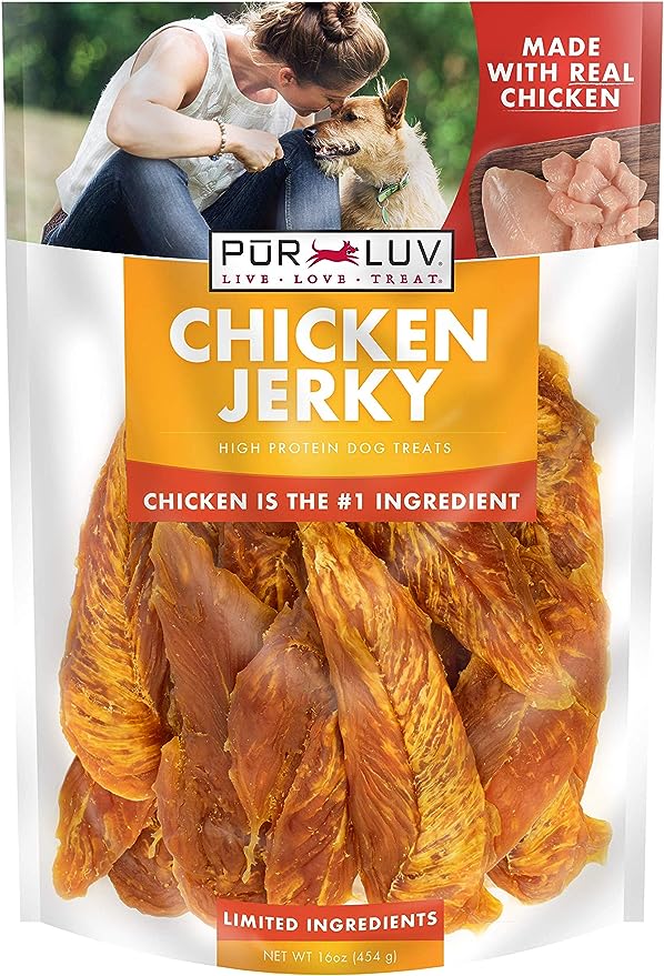 Chicken Jerky Dog Treats, Rawhide-Free, Made with Real Breast, Healthy, Long-Lasting and Great Tasting