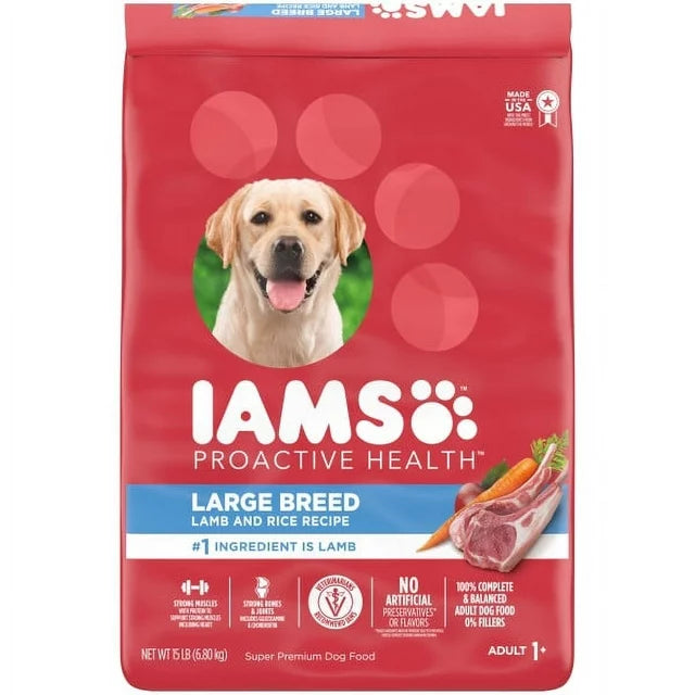 IAMS Lamb & Rice Flavor Dry Dog Food for Large Breed Adult Dog, 15 lb. Bag