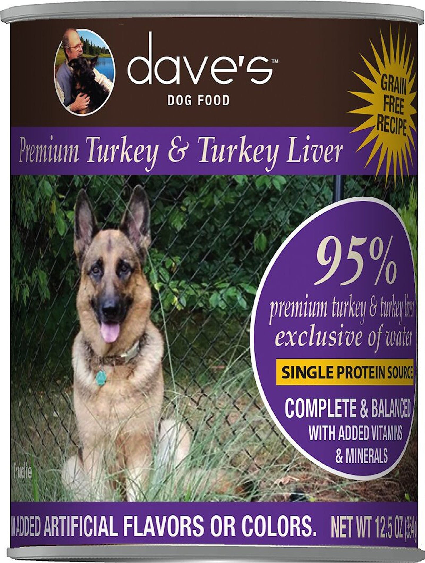 Dave's Pet Food Dog 95% Premium Meats Turkey And Turkey Liver 12,5oz, (Case Of 12)