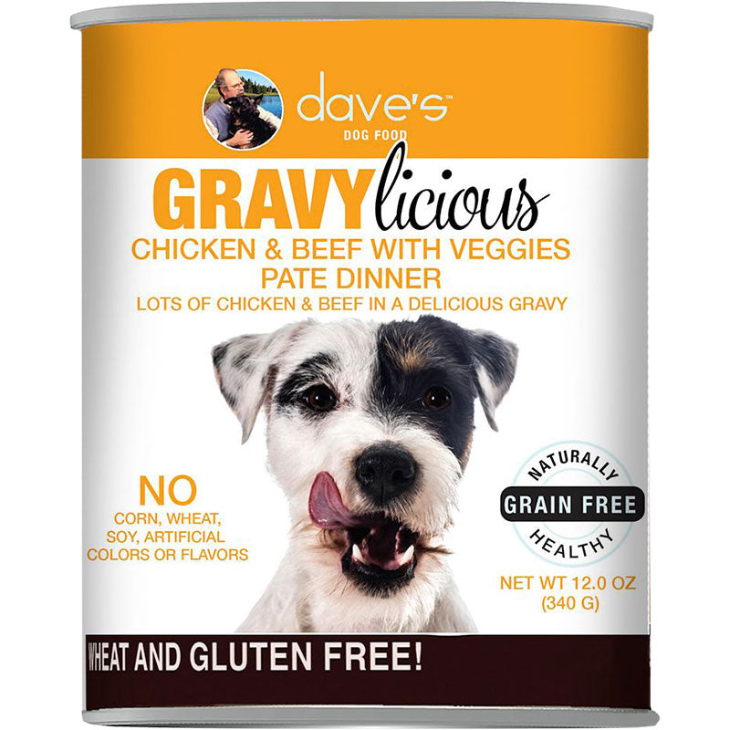 Dave's Cat's Dog Grain Free Gravylicious Chicken And Beef 12oz, (Case Of 12)