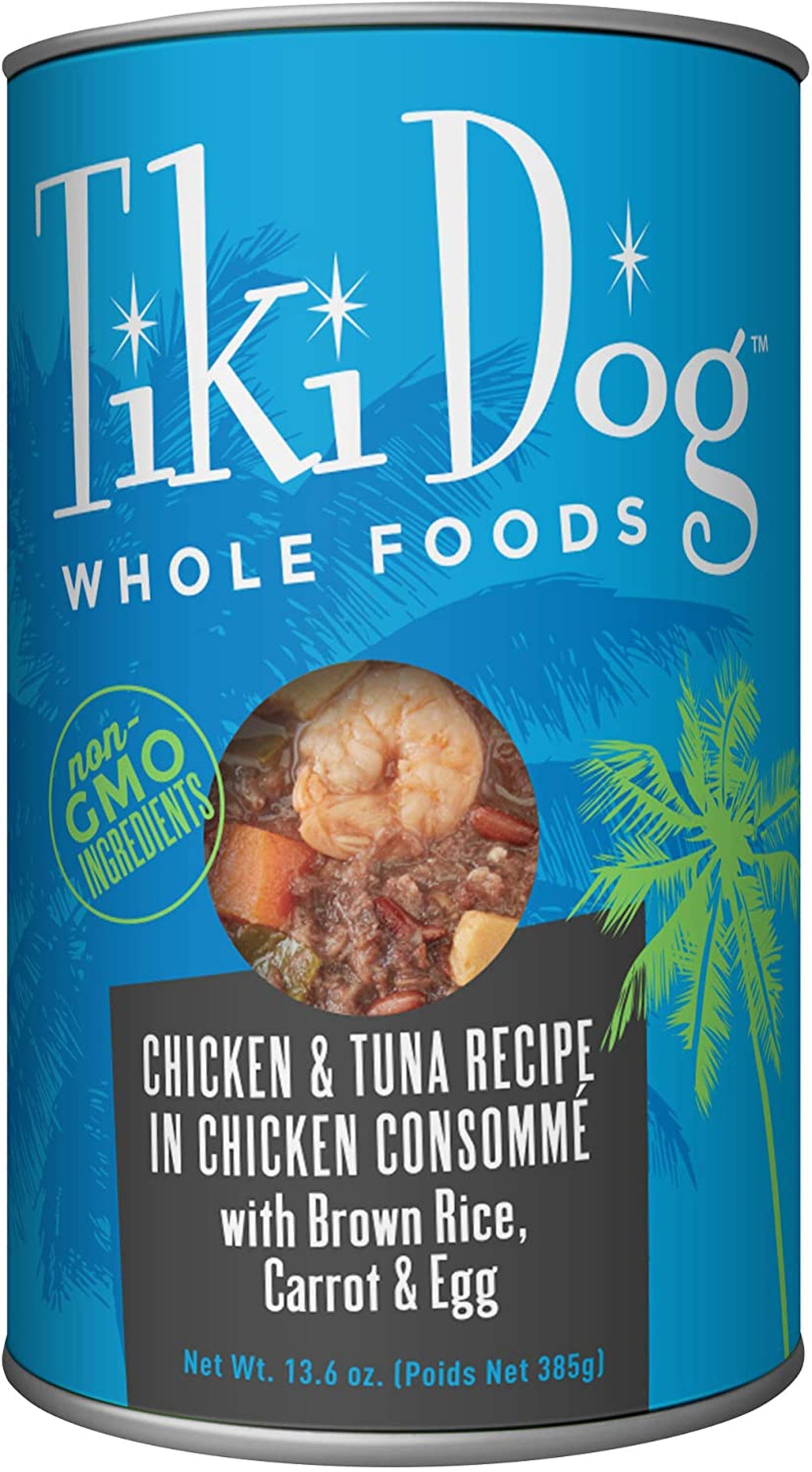 Tiki Pets Dog Whole Foods Chicken and Tuna Recipe in Chicken Consomm 13,6oz, (Case Of 12)