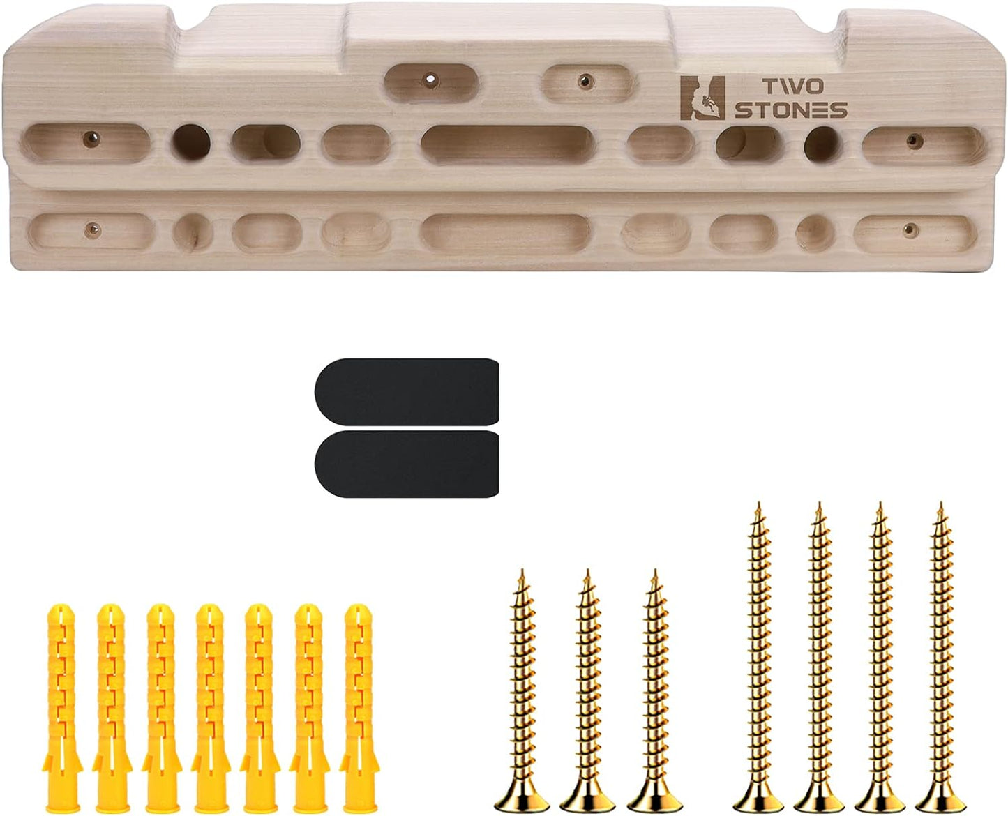 TWO STONES Wooden Hangboard Rock Climbing Pull Up Bar Designed Training for Climbing, Wooden Fingerboard Climbing Training Board for Building Core Strength and Endurance (CJ-HB2050)