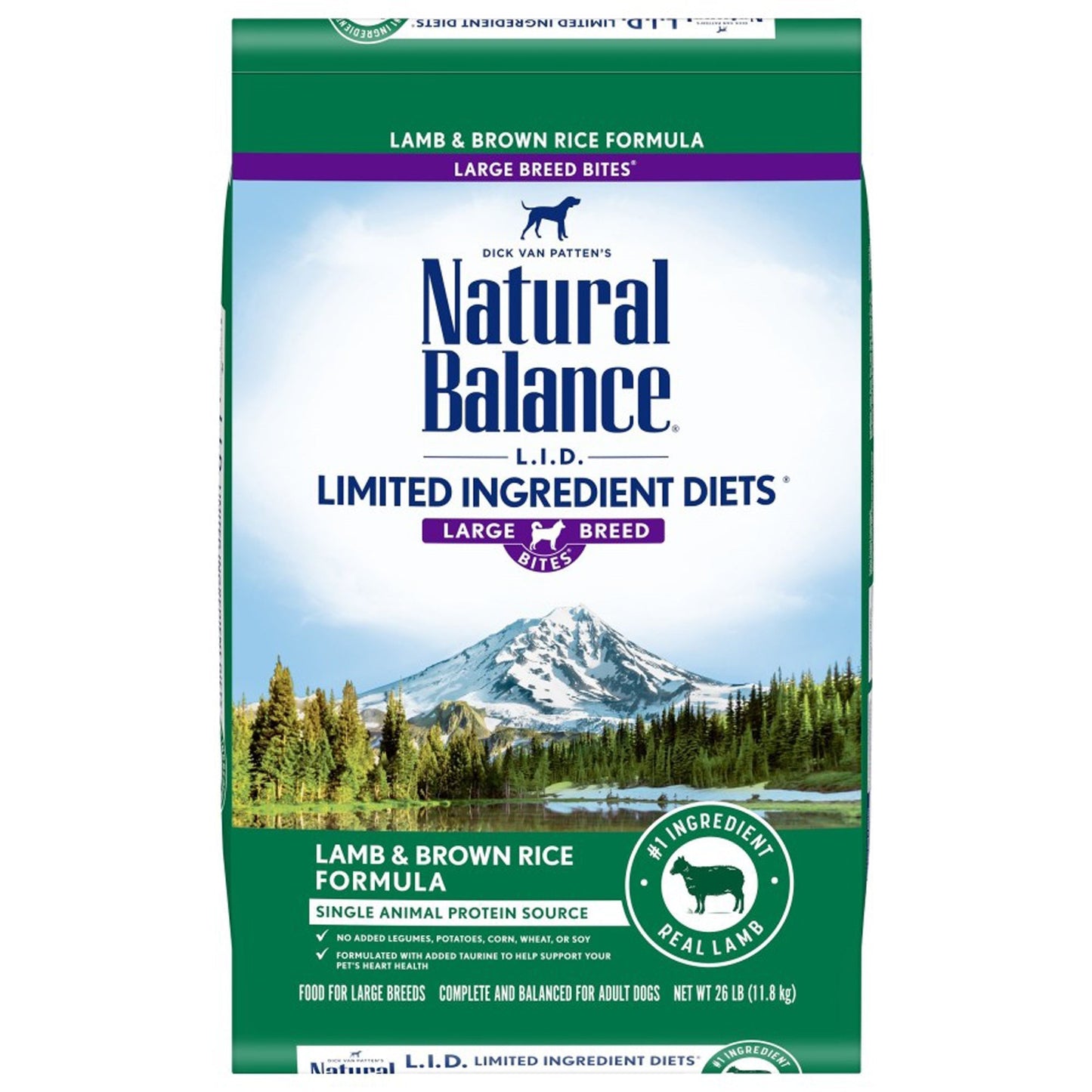 Natural Balance Pet Foods L,I,D, Large Breed Bites Dry Dog Food Lamb & Brown Rice 1ea/26 lb