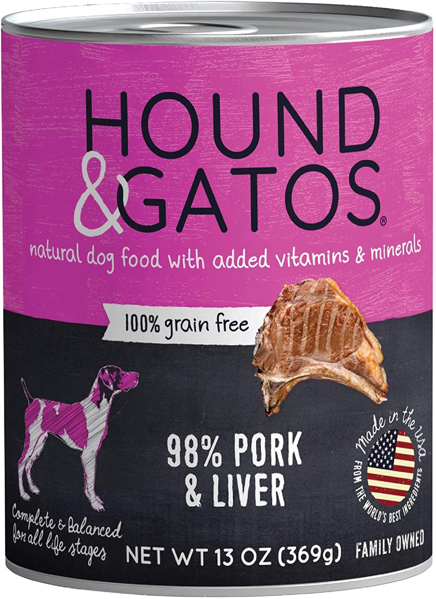 Hound And Gatos Dog Grain Free Pork And Liver 13oz, (Case Of 12)