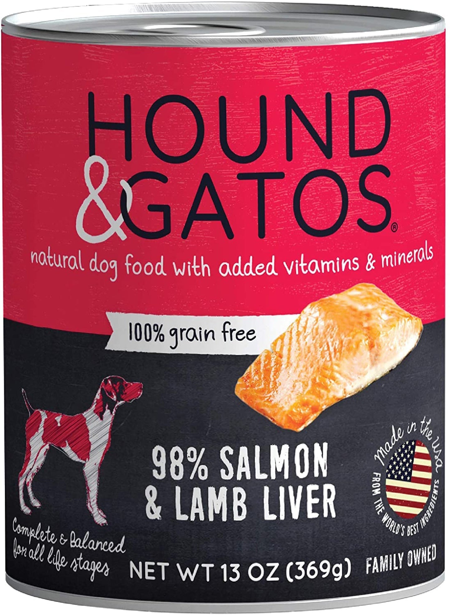 Hound And Gatos Dog Grain Free Salmon And Lamb Liver 13oz, (Case Of 12)