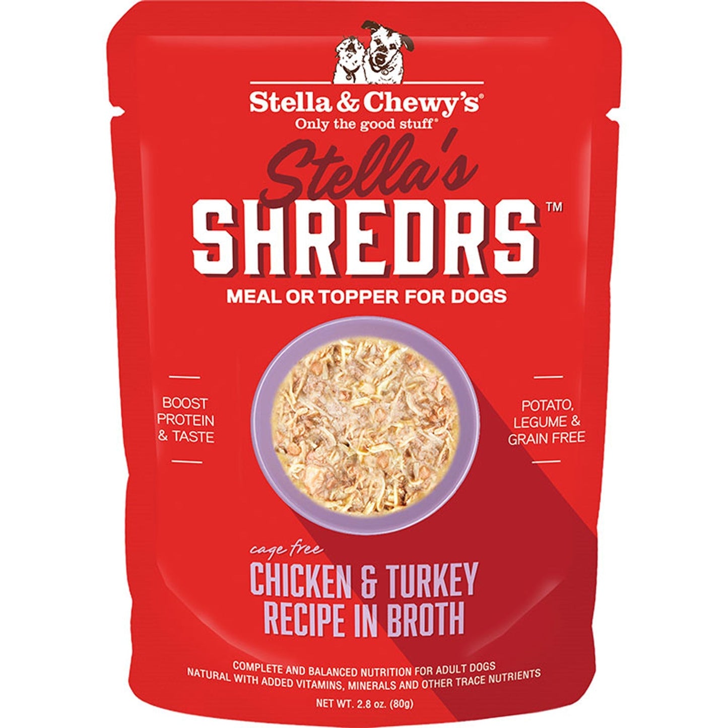 Stella and Chewys Dog Shredrs Chicken and Turkey 2,8Oz,(Case Of 24)