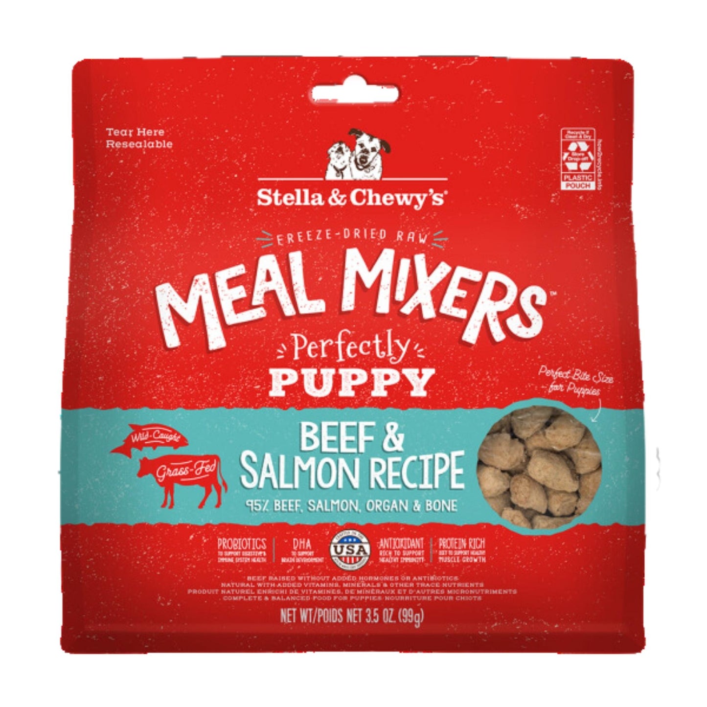 Stella & Chewys Dog Freeze-Dried Mixer Puppy Beef & Salmon 3,5oz,
