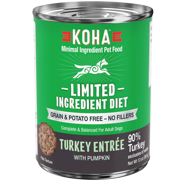 Koha Dog Limited Ingredient Grain Free 90% Turkey 13oz,(Case Of 12)