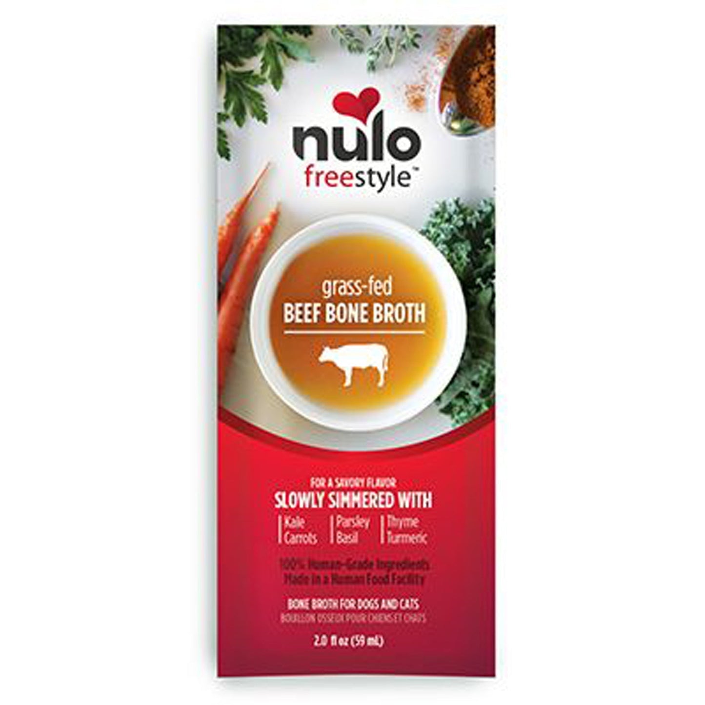 Nulo Freestyle Dog Food Topper Grass-Fed Beef Bone Broth 24ea/2 oz