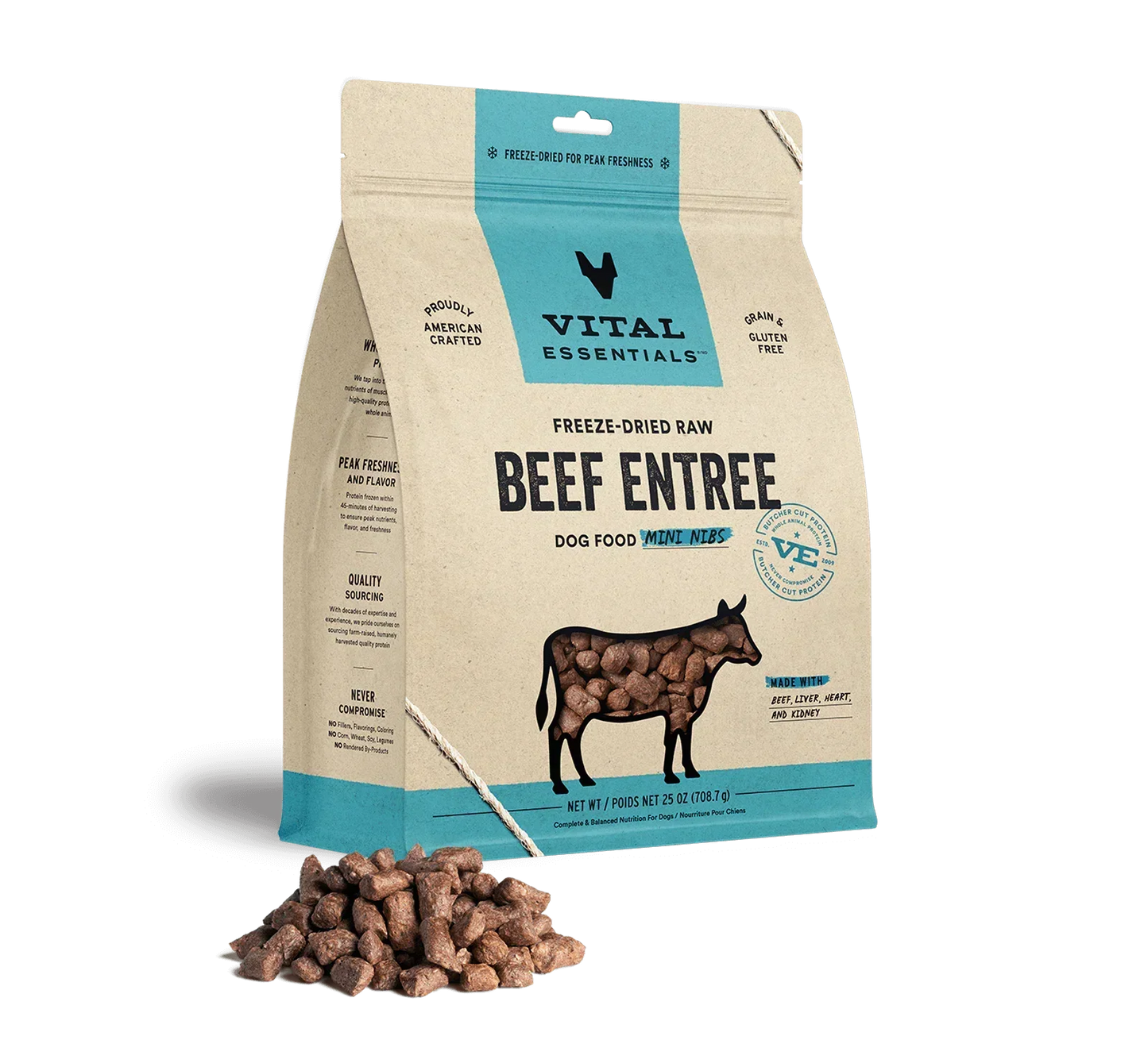 Vital Essentials Dog Freeze-Dried Mini Nibs Beef 25oz,