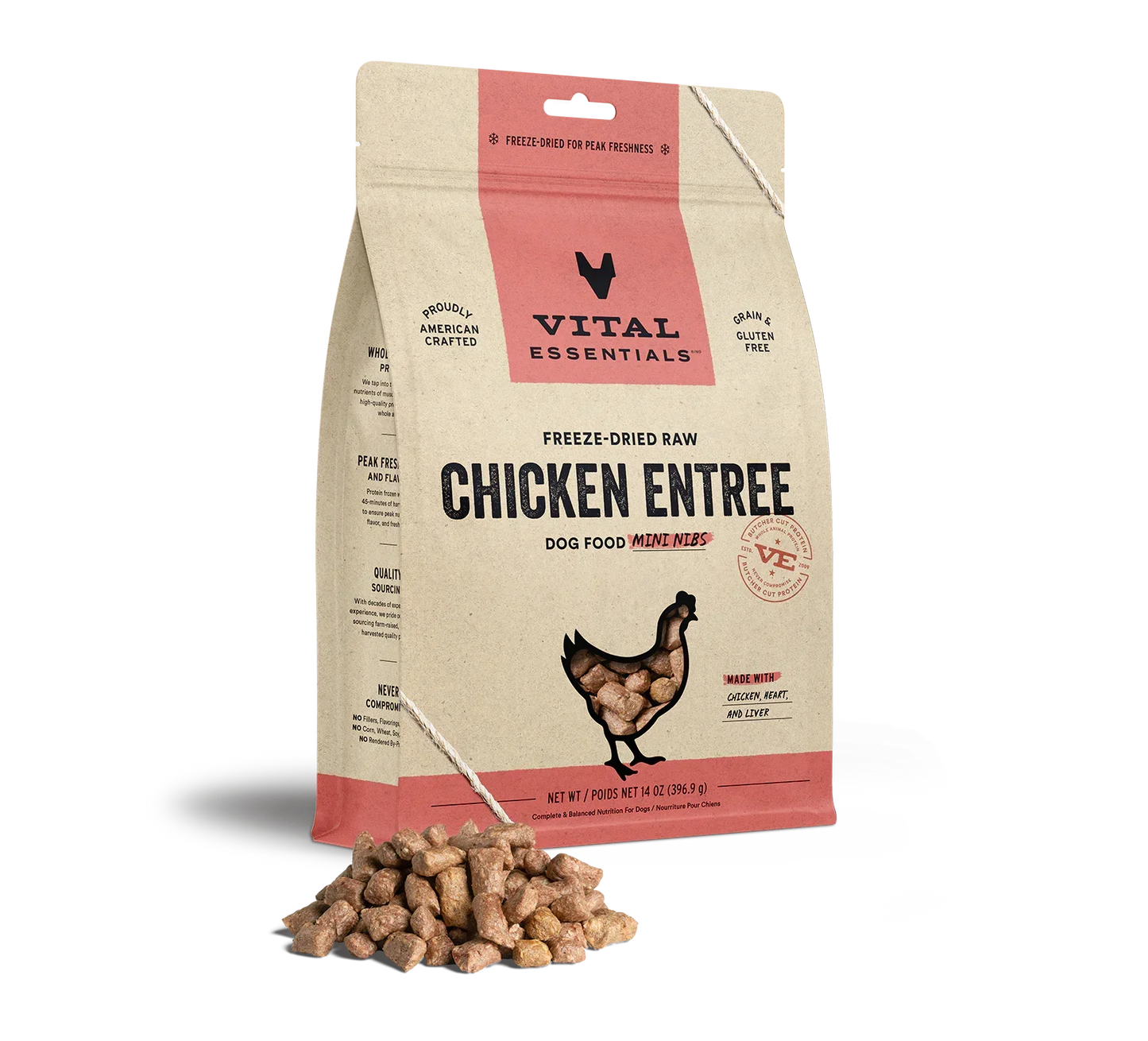 Vital Essentials Dog Freeze-Dried Mini Nibs Chicken 14oz,