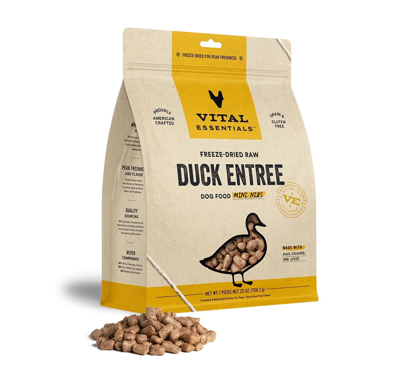 Vital Essentials Dog Freeze-Dried Mini Nibs Duck 25oz,