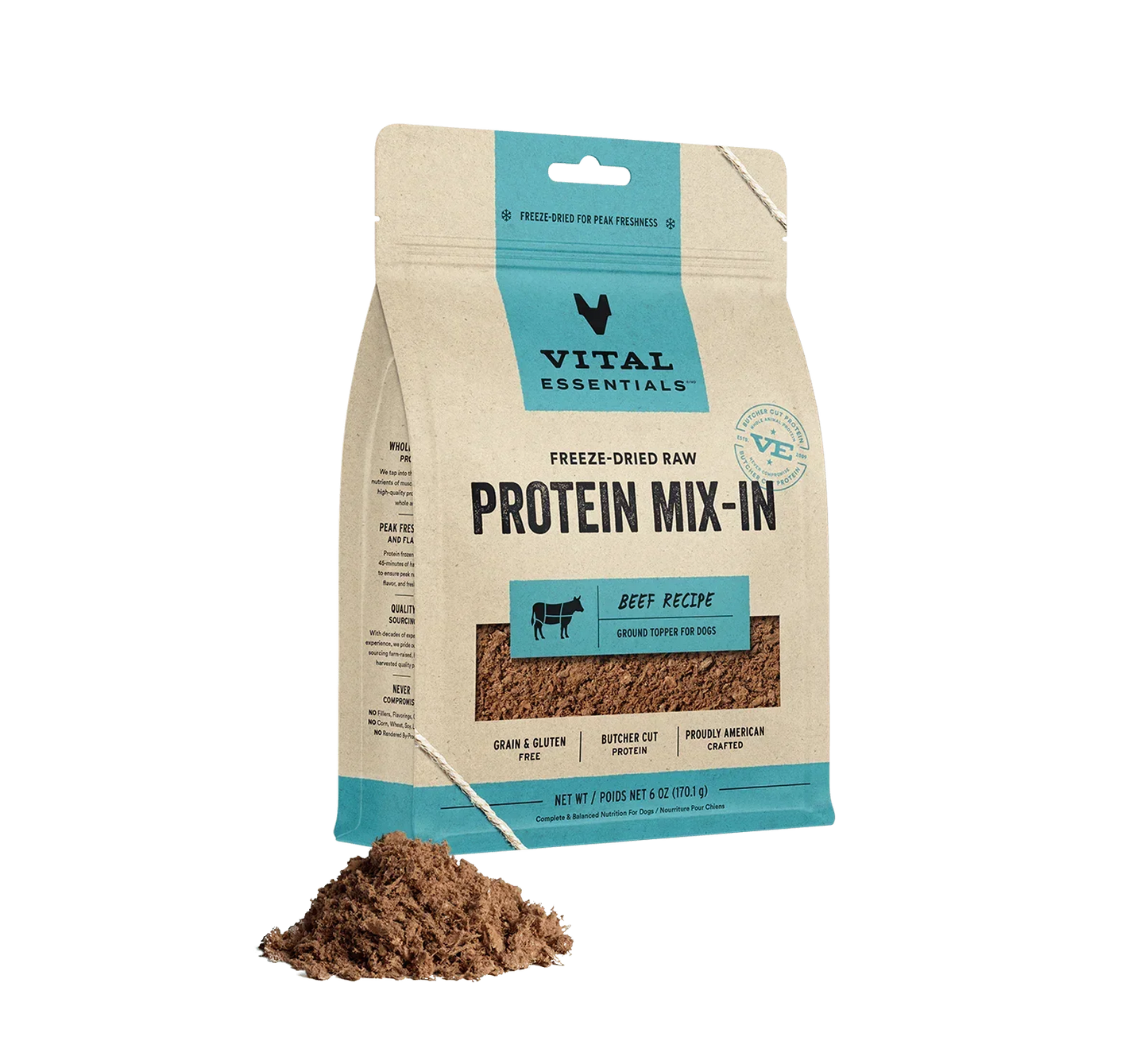 Vital Essentials Dog Freeze Dried Topper Ground Beef 6oz,
