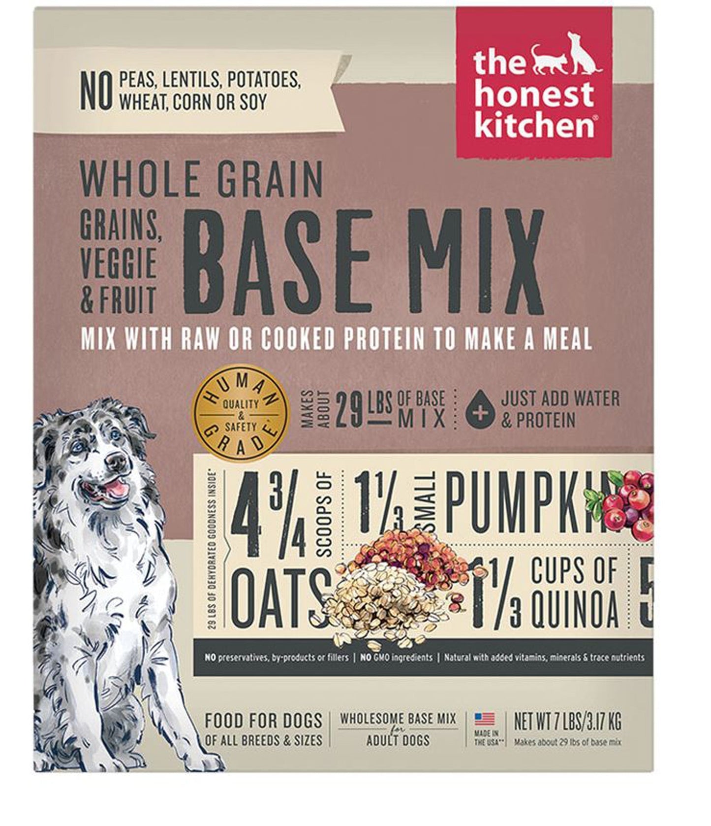 Honest Kitchen Dog Whole Grain Veggie And Fruit Dehydrated Base Mix 7Lbs, Box