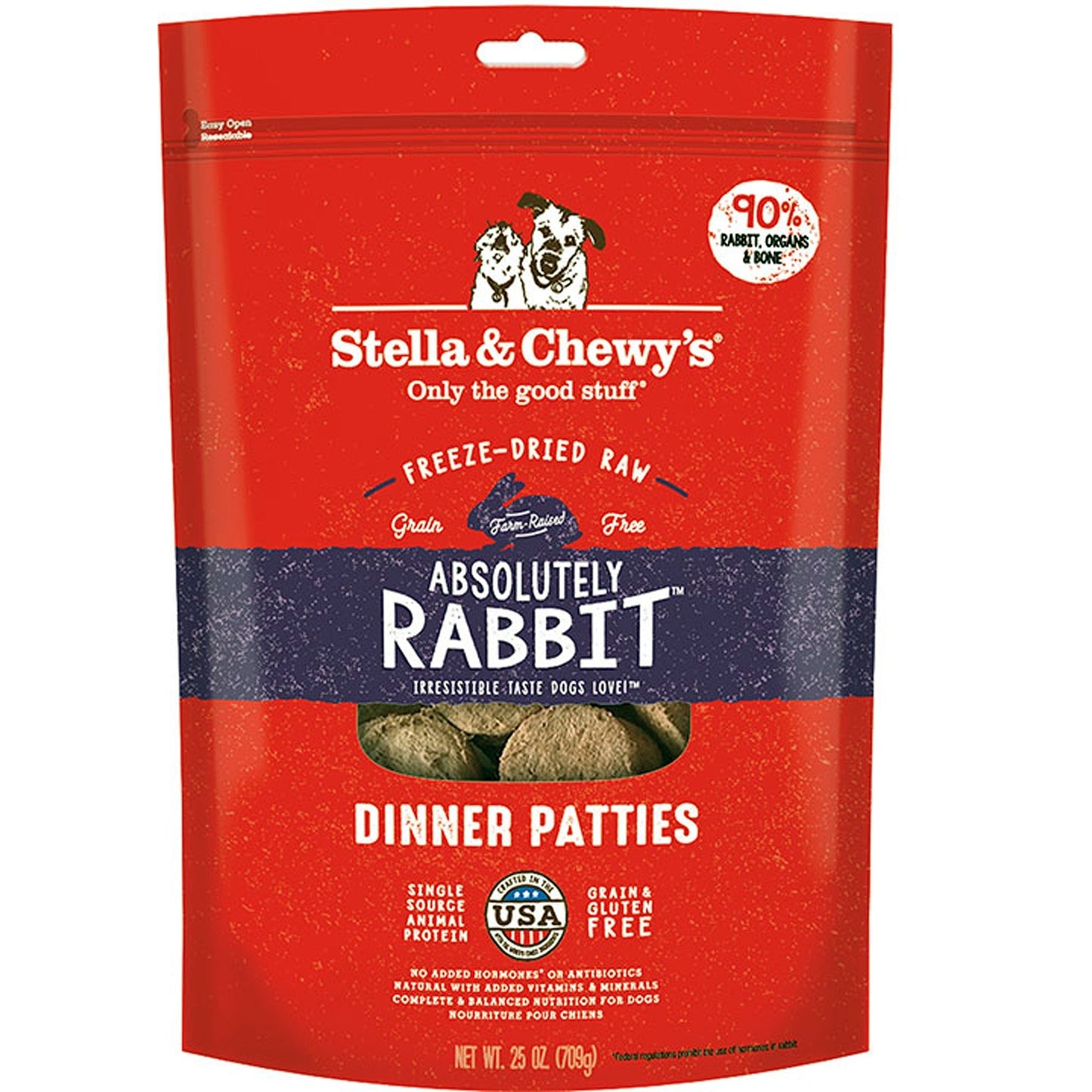 Stella And Chewys Dog Freeze-Dried Dinner Patties Rabbit 25 oz,