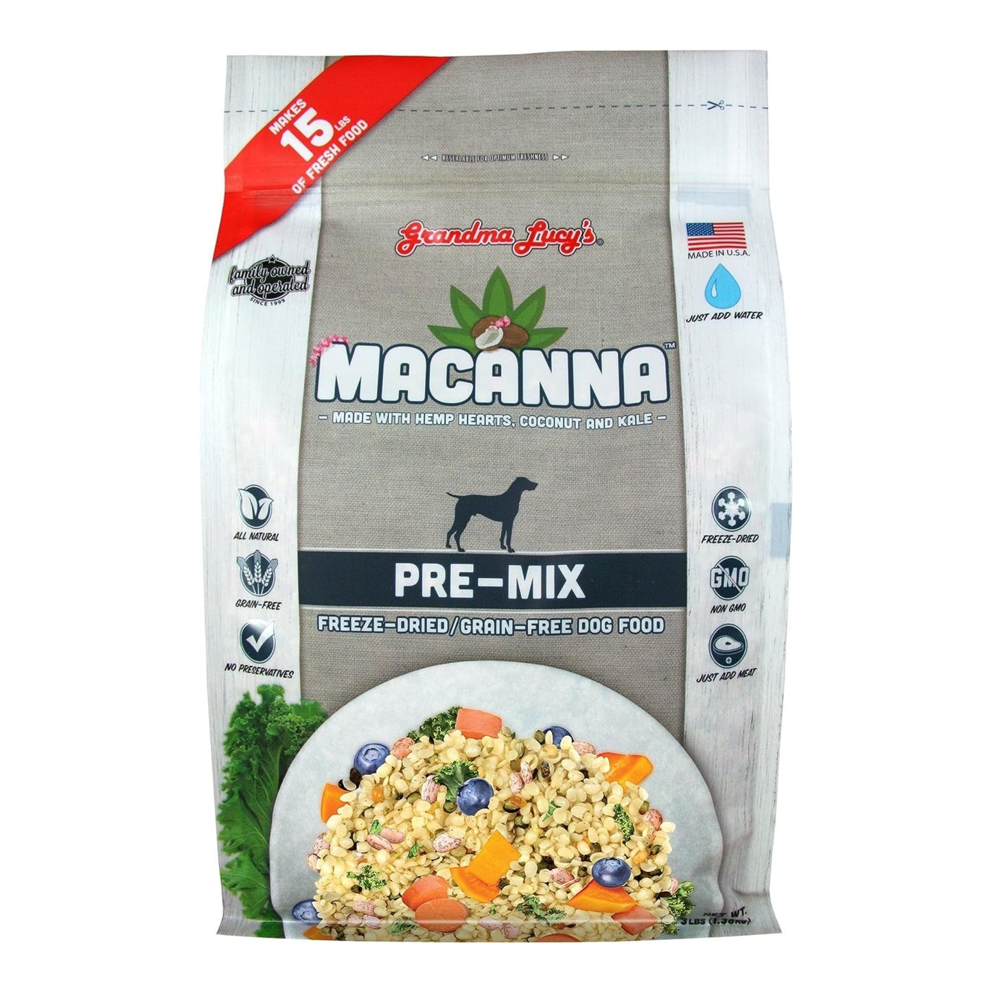 Grandma Lucys Dog Macanna Ana Grain Free Free Pre-Mix 3 Lbs,