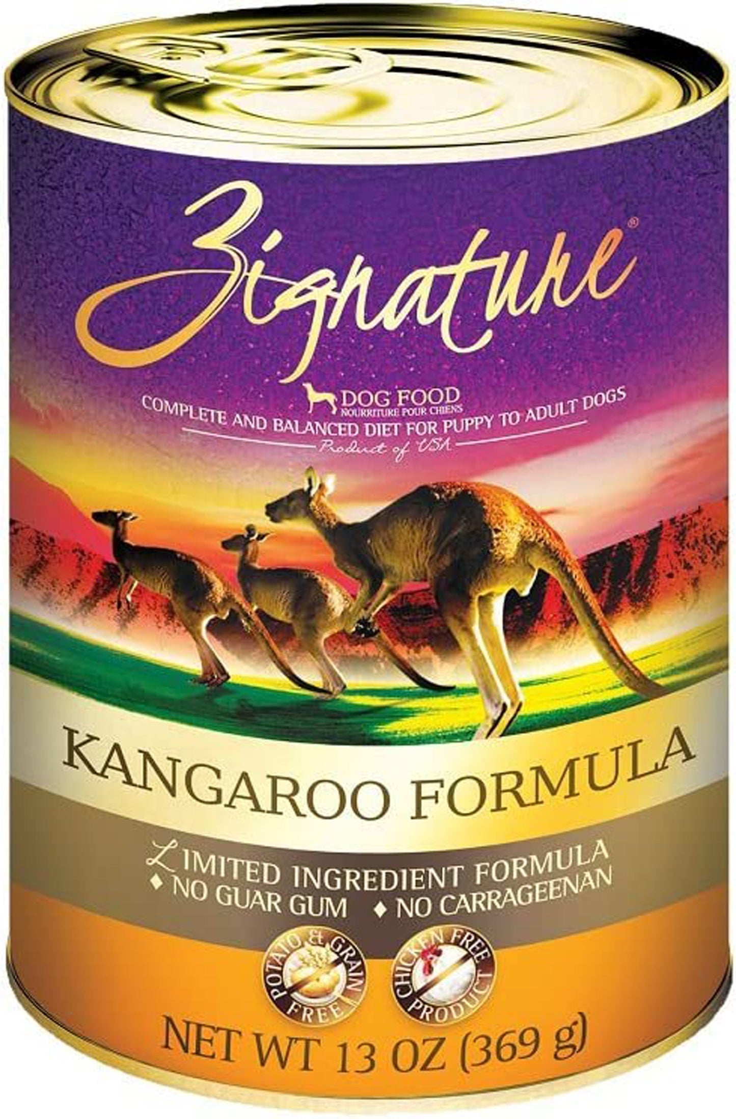 Zignature Dog Canned 13oz, Kangaroo (Case Of 12)