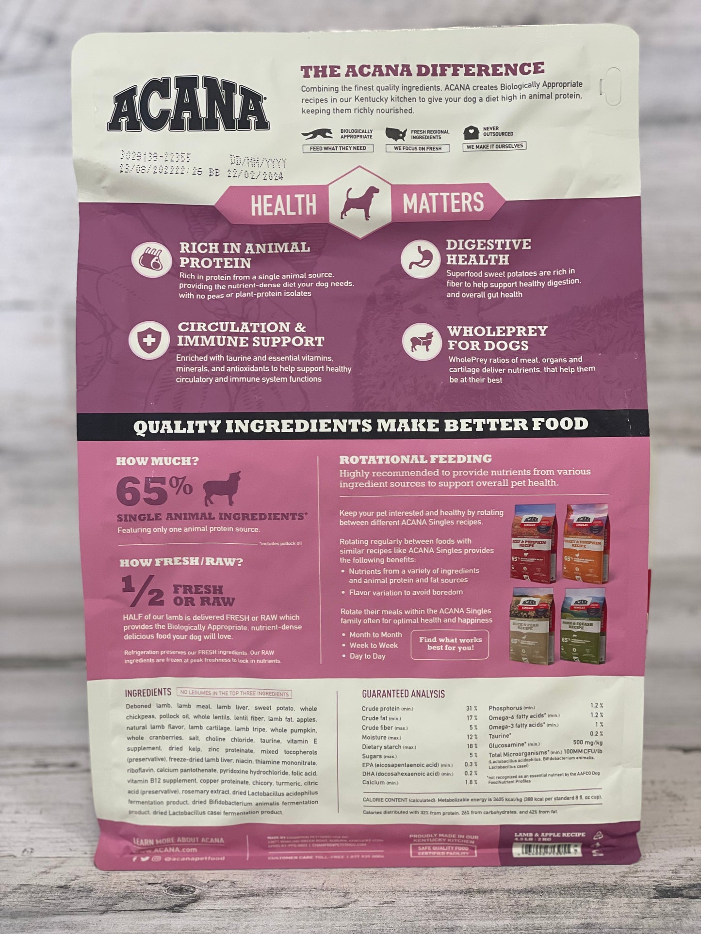 Acana Lamb & Apple Singles Grain Free Dry Dog Food