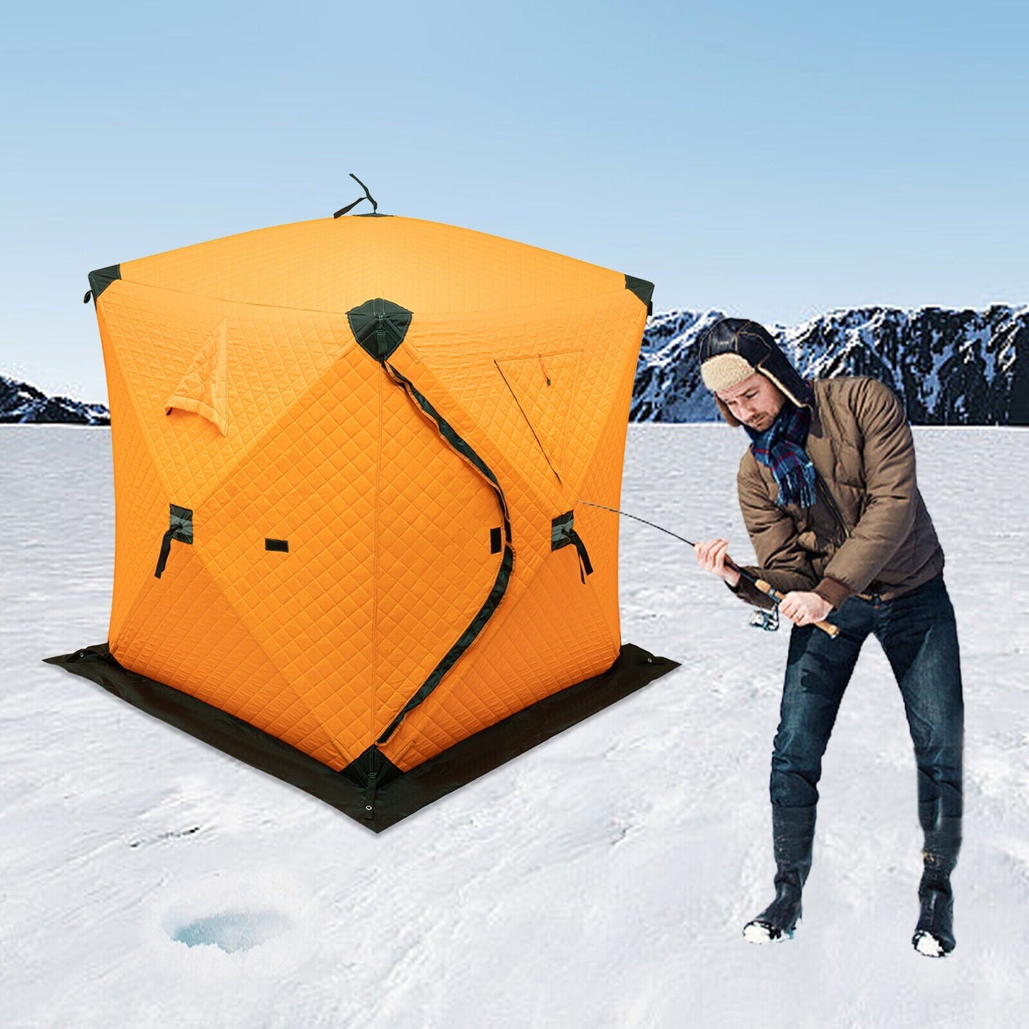 SHZICMY For Parks Backyards All-round Protection 1-2 People Square Ice Fishing Tent