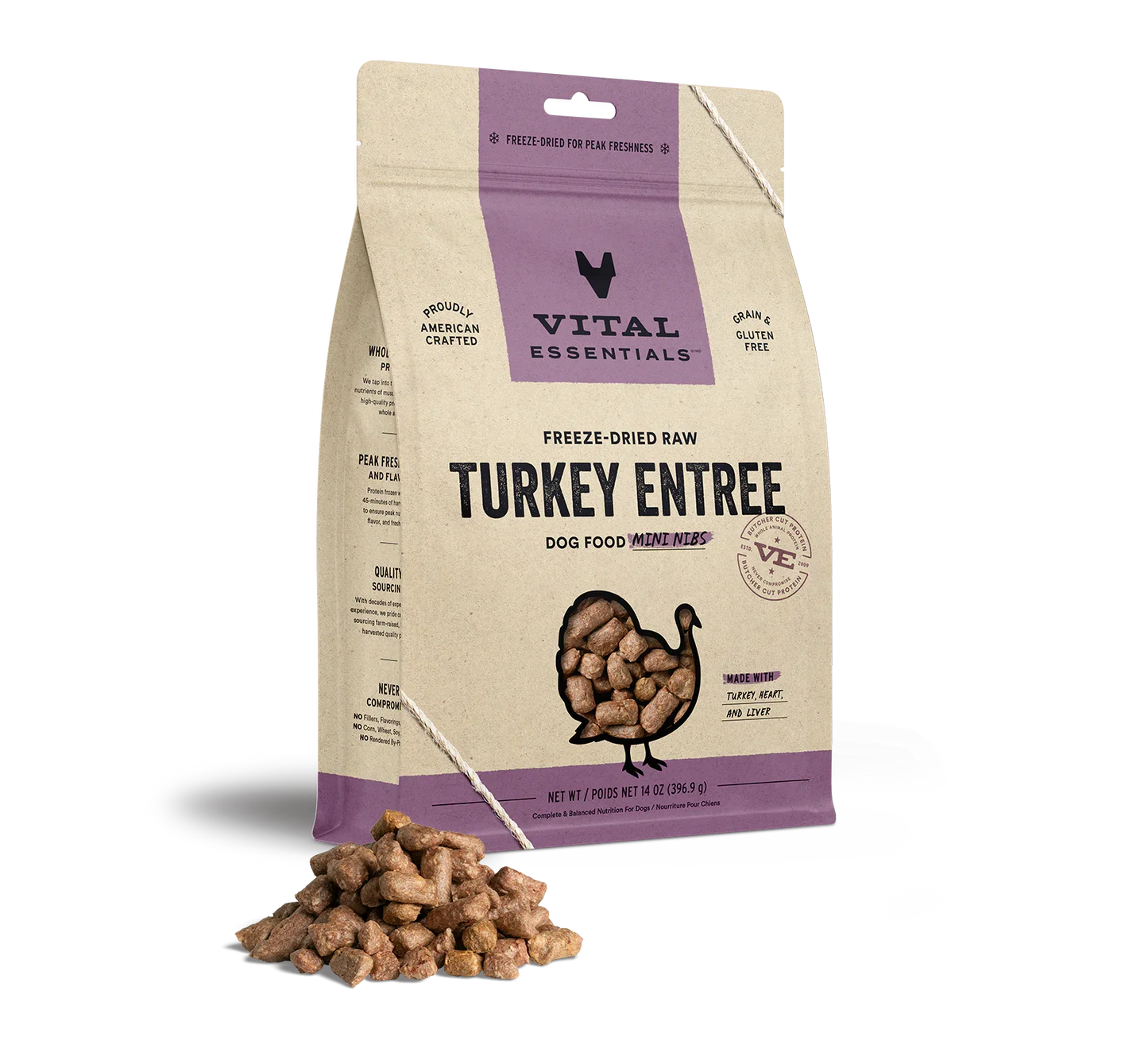 Vital Essentials Dog Freeze Dried Mini Nibs Turkey *SPECIAL ORDER*