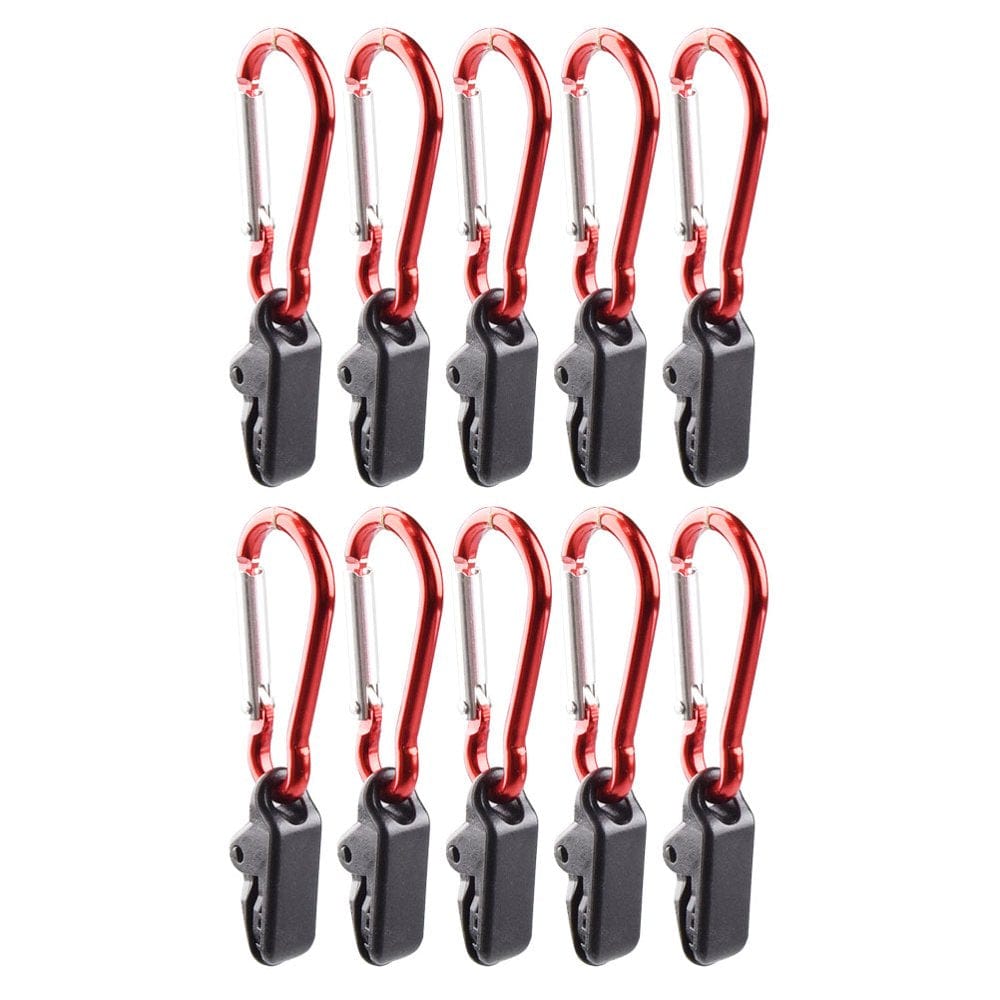 Hemoton 10Pcs Outdoor Tarp Clips with Carabiner Lock Grip Awning Clamp Tent Accessories