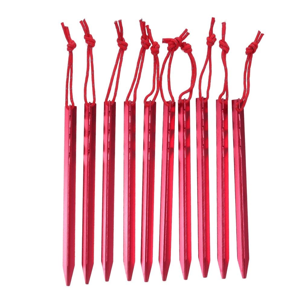 NICEXMAS 10Pcs Ultralight Aluminum Height Adjustable Tent Nail Outdoor Camping Tent Peg Spare Replacement Tent Accessories (Red)