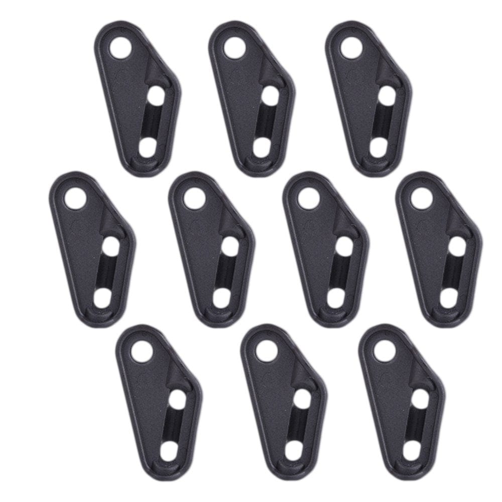 NUOLUX 10Pcs Tent Accessories Triangle Plastic Camping Tent Wind Stopper Rope Adjuster Buckle Tentorial Wigwam Buckle 3 Holes (Black)