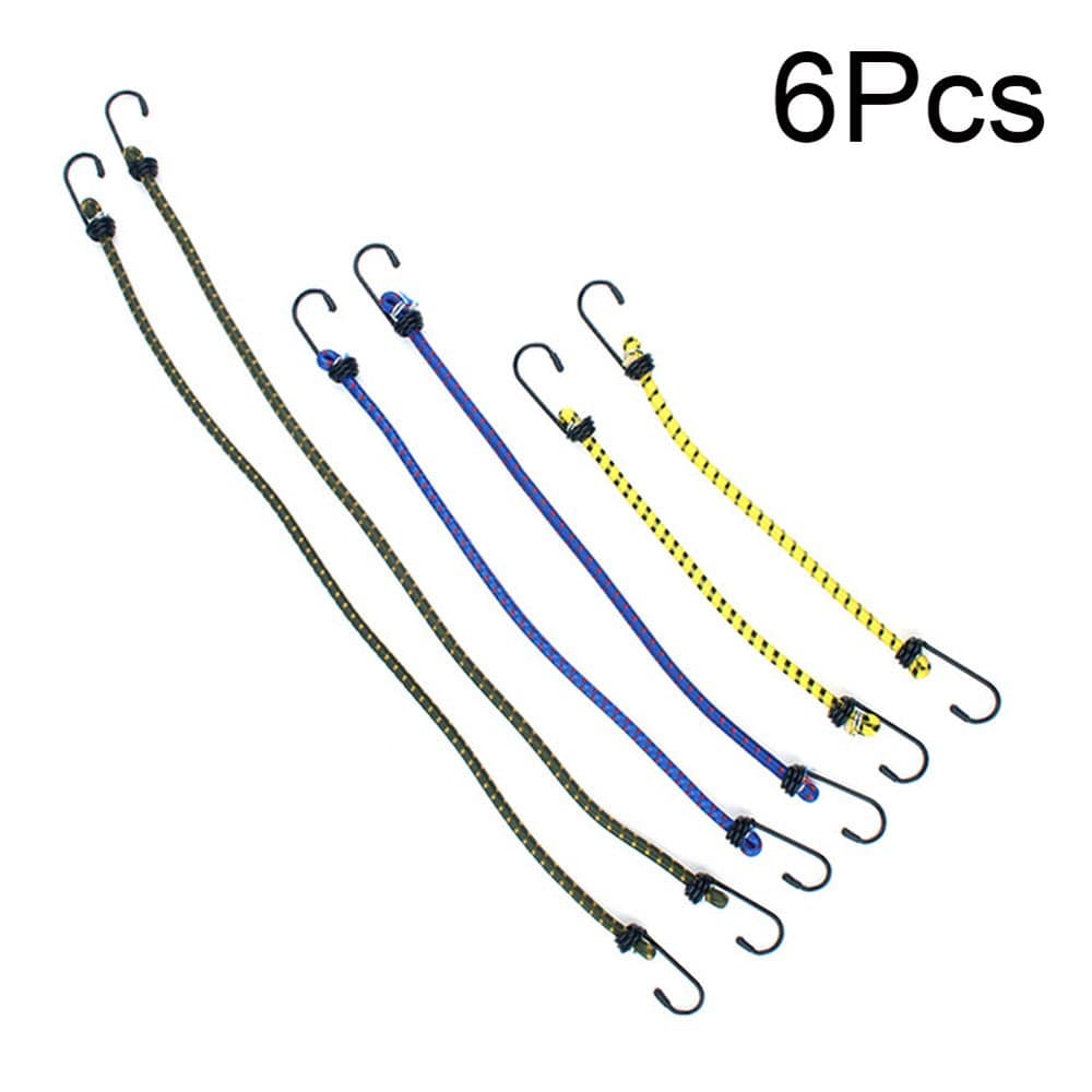 NUOLUX 6 Pcs/Set Bungee Tie down Elastic Cords for Tent Baggage and Other Camping Accessories