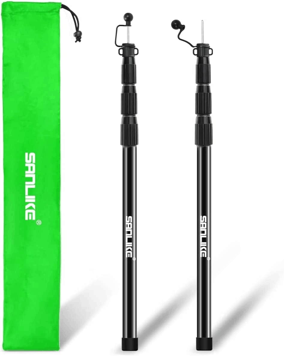 Telescoping Tarp Poles 98.5In Aluminum Camping Tent Poles,Tent Stakes for Hiking,Lightweight Tent Poles for Tarp, 4 Section Adjustable Tent Accessories Set of 2 &1 Bag