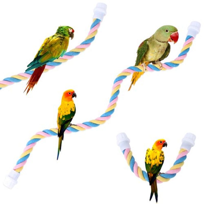 Visland Aigou Bird Spiral Rope Perch, Cotton Parrot Swing Climbing Standing Toys , Bird Training Stand Cage Accessories