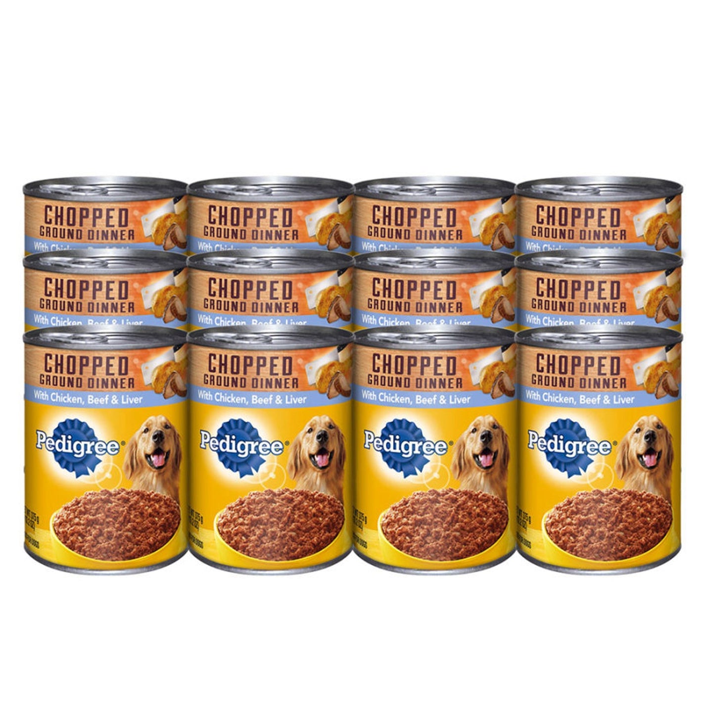 Pedigree Chopped Ground Dinner Adult Wet Dog Food Chicken, Liver & Beef 12ea/13,2 oz