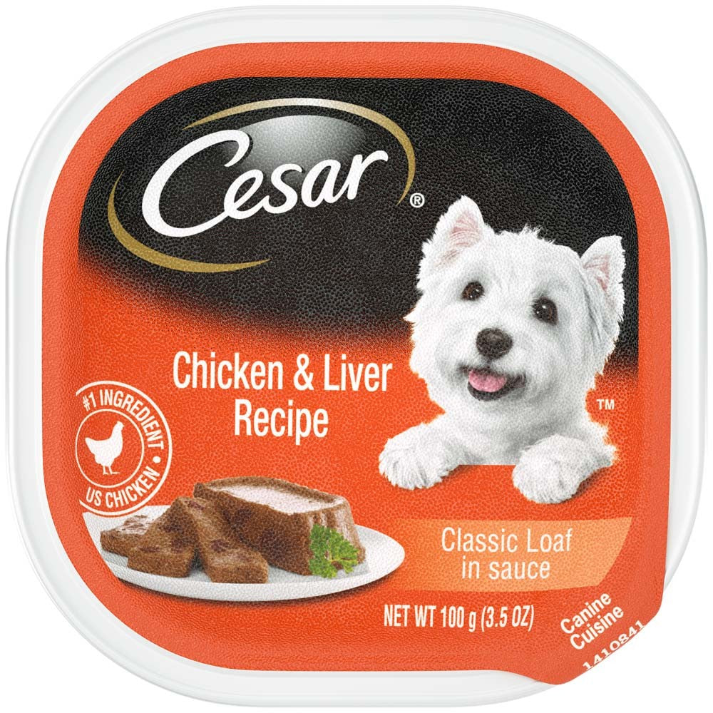 Cesar Classic Loaf in Sauce Adult Wet Dog Food Chicken & Liver 24ea/3,5 oz, 24 pk