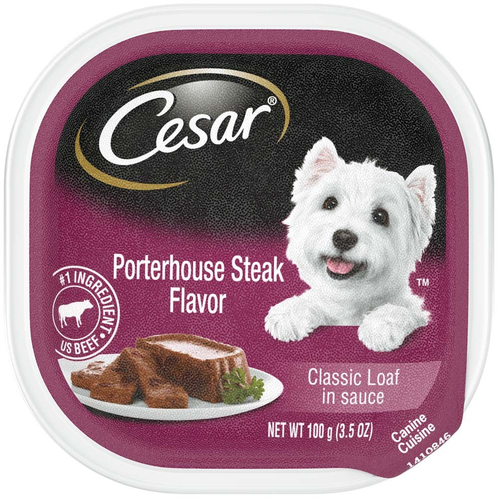 Cesar Classic Loaf in Sauce Adult Wet Dog Food Porterhouse Steak 24ea/3,5 oz, 24 pk
