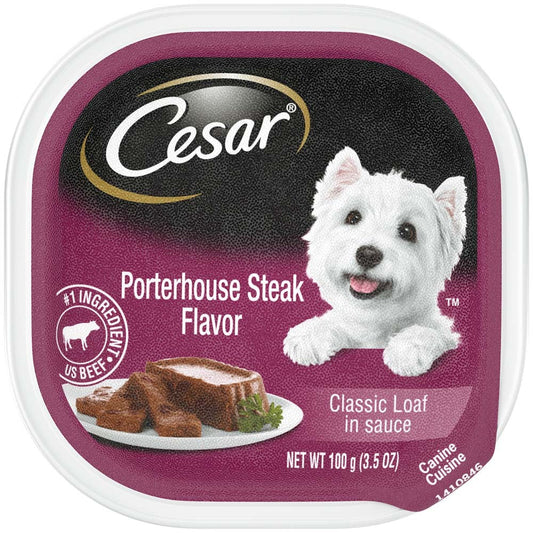 Cesar Classic Loaf in Sauce Adult Wet Dog Food Porterhouse Steak 24ea/3,5 oz, 24 pk